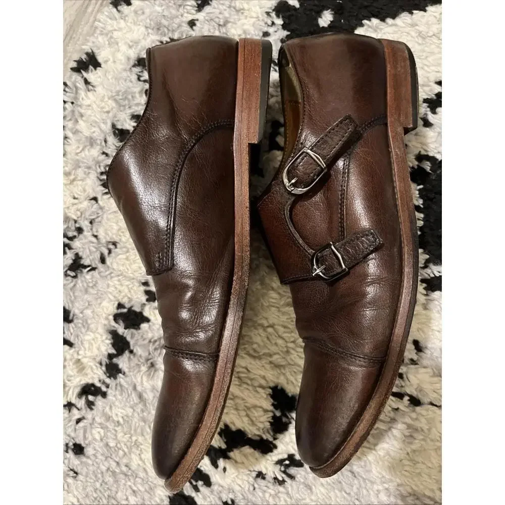 ANTONIO MAURIZI MENS BROWN MONK STRAP SHOES EU41/US8-8.5 MADE IN ITALY RP ~$200